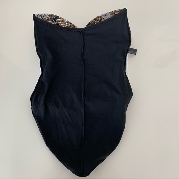 Ana Size 12 Black and Tan Patterned Strapless Women’s One Piece - Picture 8 of 12